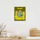 Funny Cartoon Monkey Reading Poster voor leraren (Keuken)