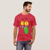 Funny Cartoon Monster Face die Tongue toont T-shirt (Voorkant volledig)