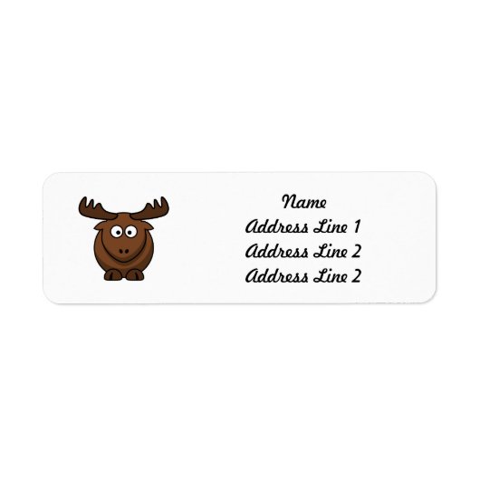 Funny Cartoon Moose Etiket (Voorkant)