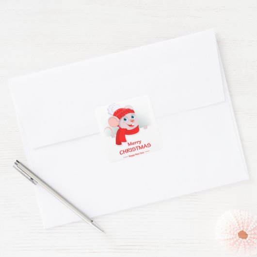 Funny Cartoon Mouse Vierkante Sticker (Envelop)