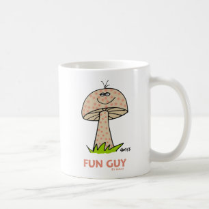 Funny Cartoon Mushroom Fun Guy Message on Back Koffiemok