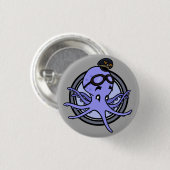 FUNNY CARTOON OCTOPUS PILOT ROUND PIN-BACK BUTTON (Voorkant /achterkant)