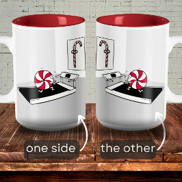 Funny Cartoon Oefening Gewicht Candy Cane Christma Tweekleurige Koffiemok