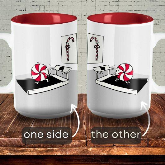 Funny Cartoon Oefening Gewicht Candy Cane Christma Tweekleurige Koffiemok