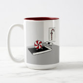 Funny Cartoon Oefening Gewicht Candy Cane Christma Tweekleurige Koffiemok (Links)