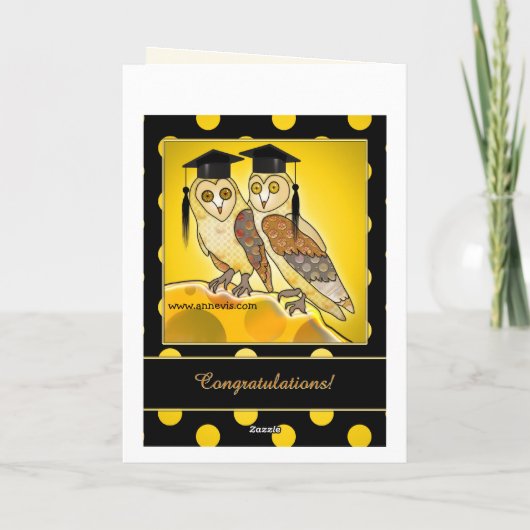 Funny Cartoon Owl Afstuderen Gefeliciteerd Kaart (Achterkant)