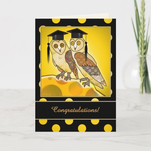 Funny Cartoon Owl Afstuderen Gefeliciteerd Kaart (Voorkant)