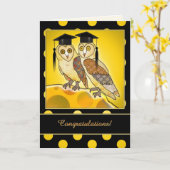 Funny Cartoon Owl Afstuderen Gefeliciteerd Kaart (Gele Bloem)