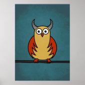 Funny Cartoon Owl met horens Poster (Voorkant)