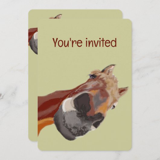 Funny Cartoon Paard Verjaardag Custom Invite Kaart (Voorkant / Achterkant)