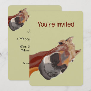 Funny Cartoon Paard Verjaardag Custom Invite Kaart