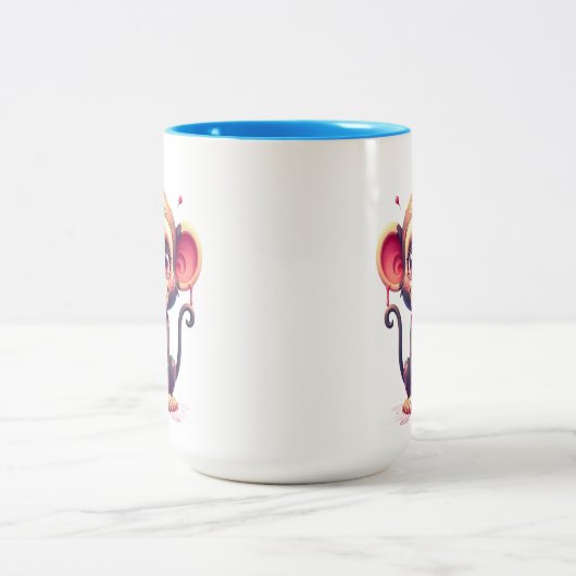 Funny Cartoon Paint Splatter Monkey Mug Tweekleurige Koffiemok (Center)