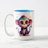 Funny Cartoon Paint Splatter Monkey Mug Tweekleurige Koffiemok (Links)