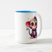 Funny Cartoon Paint Splatter Monkey Mug Tweekleurige Koffiemok (Voorkant rechts)