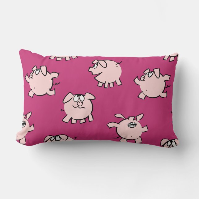 Funny Cartoon Pattern Pig Year Kies Kleurbalk Kussen (Voorkant)