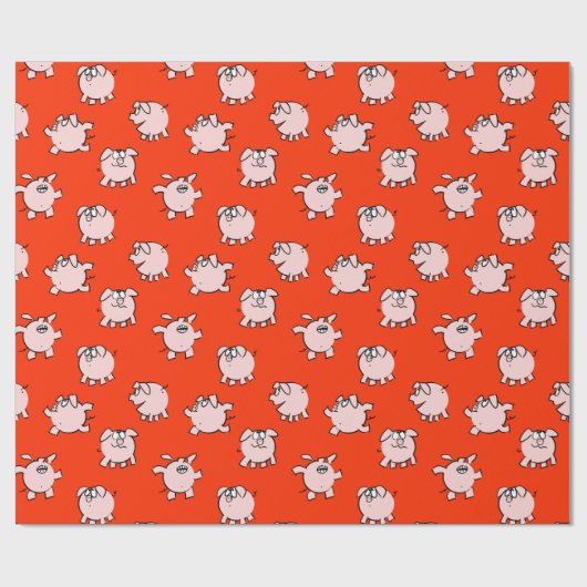 Funny Cartoon Pattern Pig Year Kies Kleurcadeau P Cadeaupapier (Vlak)