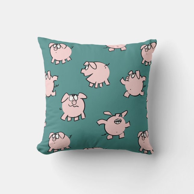 Funny Cartoon Pattern Pig Year Kies Kleurstang Kussen (Voorkant)