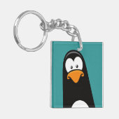 Funny Cartoon Pensive Penguin Sleutelhanger (Voorkant Links)