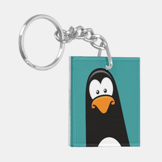 Funny Cartoon Pensive Penguin Sleutelhanger (Voorkant Links)