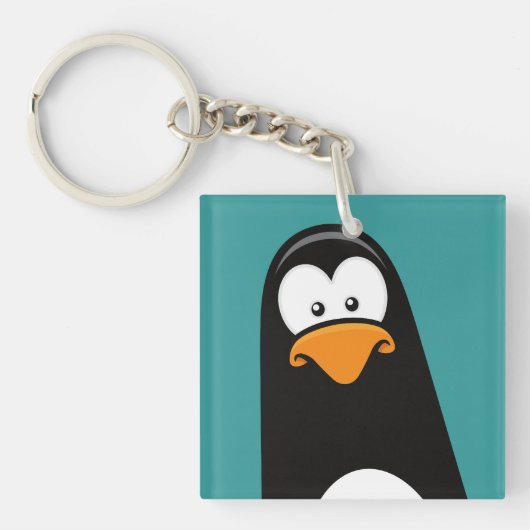 Funny Cartoon Pensive Penguin Sleutelhanger (Voorkant)