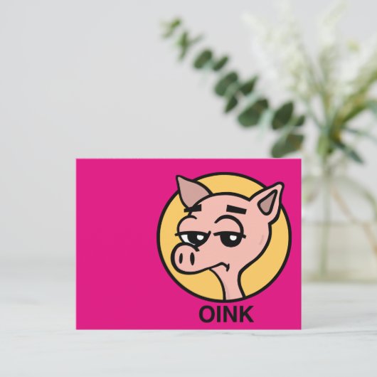 FUNNY CARTOON PIG BRIEFKAART (Staand voorkant)
