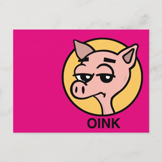 FUNNY CARTOON PIG BRIEFKAART (Voorkant)