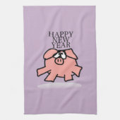 Funny Cartoon Pig New Year Kitchen hand Towel Theedoek (Verticaal)