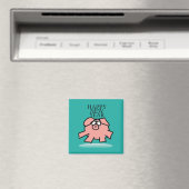Funny Cartoon Pig nieuwjaar Kies Kleur SqM Magneet (Insitu (Vaatwasser))