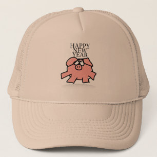 Funny Cartoon Pig nieuwjaarsvrachtwagen Hat Trucker Pet
