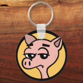 FUNNY CARTOON PIG ROUND SLEUTELHANGER (Voorkant)