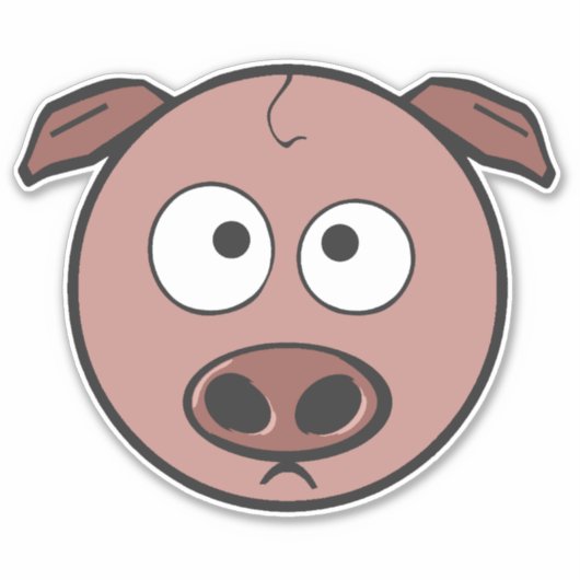 Funny Cartoon Pig Sticker (Voorkant)