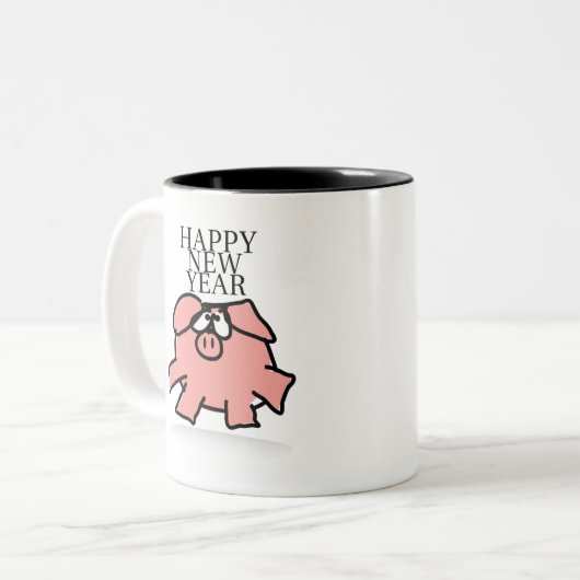 Funny Cartoon Pig Year 2019 2-tone Mok (Voorkant links)