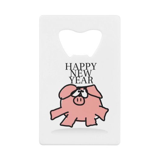 Funny Cartoon Pig Year 2019 kiest Kleurflesje O Creditkaart Flessenopener (Voorkant)