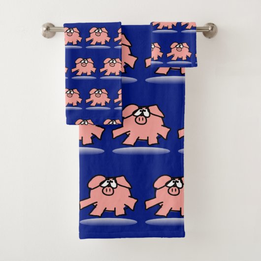 Funny Cartoon Pig Year Birthday Kies kleur BathT Bad Handdoek (Insitu)