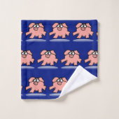 Funny Cartoon Pig Year Birthday Kies kleur BathT Bad Handdoek (Wasdoekje)