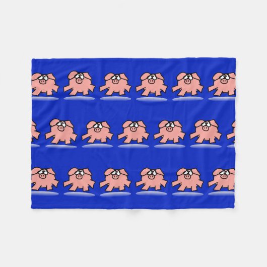 Funny Cartoon Pig Year Birthday Kies kleur FlB Fleece Deken (Voorkant (Horizontaal))