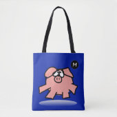 Funny Cartoon Pig Year Kies kleur Bag Monogram Tote Bag (Voorkant)