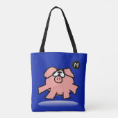 Funny Cartoon Pig Year Kies kleur Bag Monogram Tote Bag (Achterkant)
