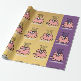 Funny Cartoon Pig Year Wrapping paper Cadeaupapier