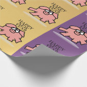 Funny Cartoon Pig Year Wrapping paper Cadeaupapier (Hoek)