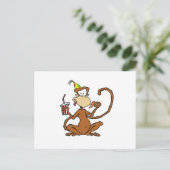 Funny Cartoon Pizza Monkey Briefkaart (Staand voorkant)