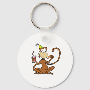 Funny Cartoon Pizza Monkey Sleutelhanger