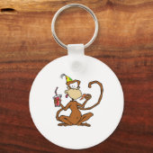 Funny Cartoon Pizza Monkey Sleutelhanger (Voorkant)