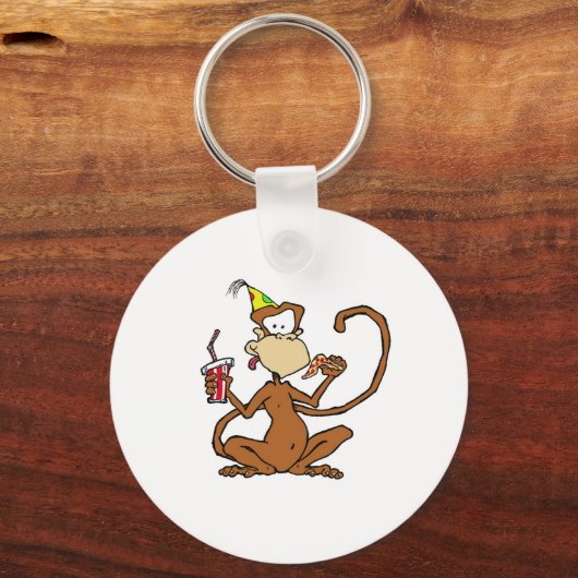 Funny Cartoon Pizza Monkey Sleutelhanger (Voorkant)