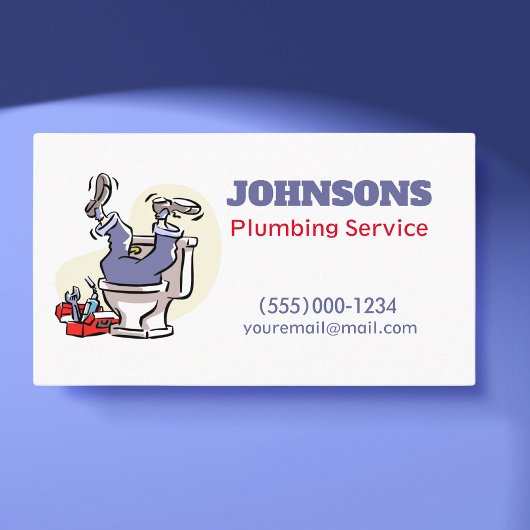 Funny Cartoon Plumber Contractor Plumbing Service Visitekaartje