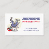 Funny Cartoon Plumber Contractor Plumbing Service Visitekaartje (Voorkant)