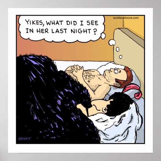 Funny Cartoon Poster — Old Hag Illusion (Voorkant)