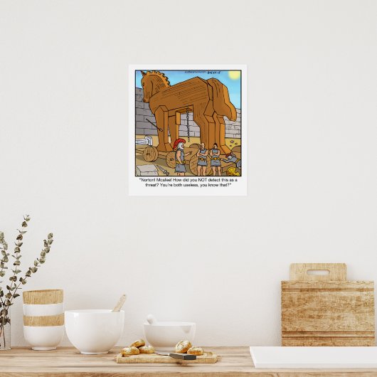 Funny Cartoon Poster - Trojan Horse (Keuken)