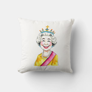 Funny Cartoon Queen Elizabeth II Royal Kussen