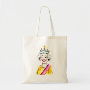 Funny Cartoon Queen Elizabeth II Royal Tote Bag